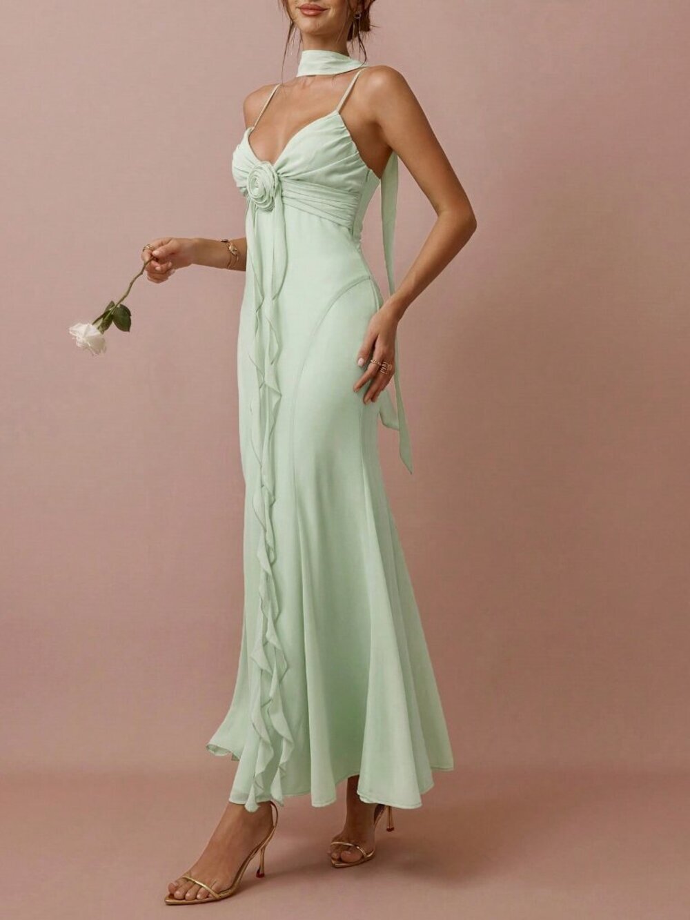 Green Romantic Pastel Women's Mermaid Dress